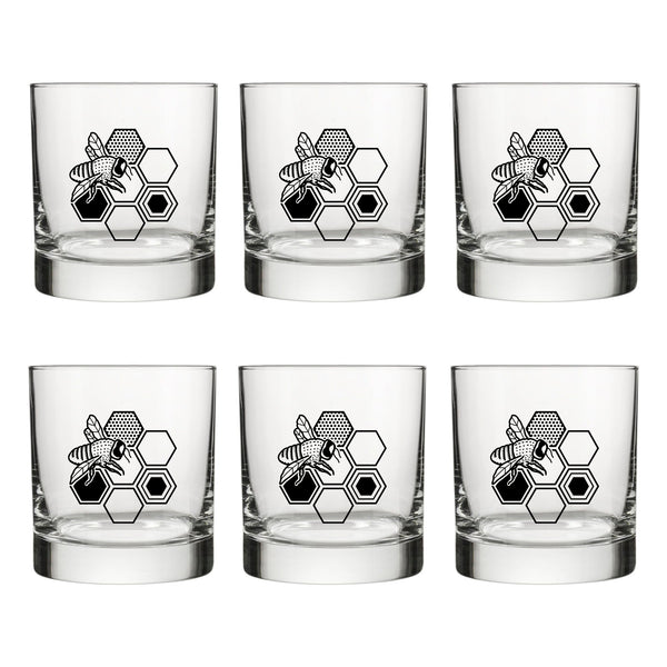 Honeybee Whiskey Glass - Rocks Glass - Two Little Fruits - Two Little Fruits