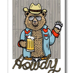 Howdy Cowboy Bear illustrated fridge magnet by Two Little Fruits