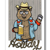 Howdy Cowboy Bear illustrated fridge magnet by Two Little Fruits
