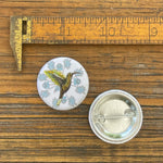 Hummingbird illustrated button pin by Two Little Fruits