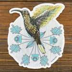 Hummingbird illustrated vinyl sticker by Two Little Fruits