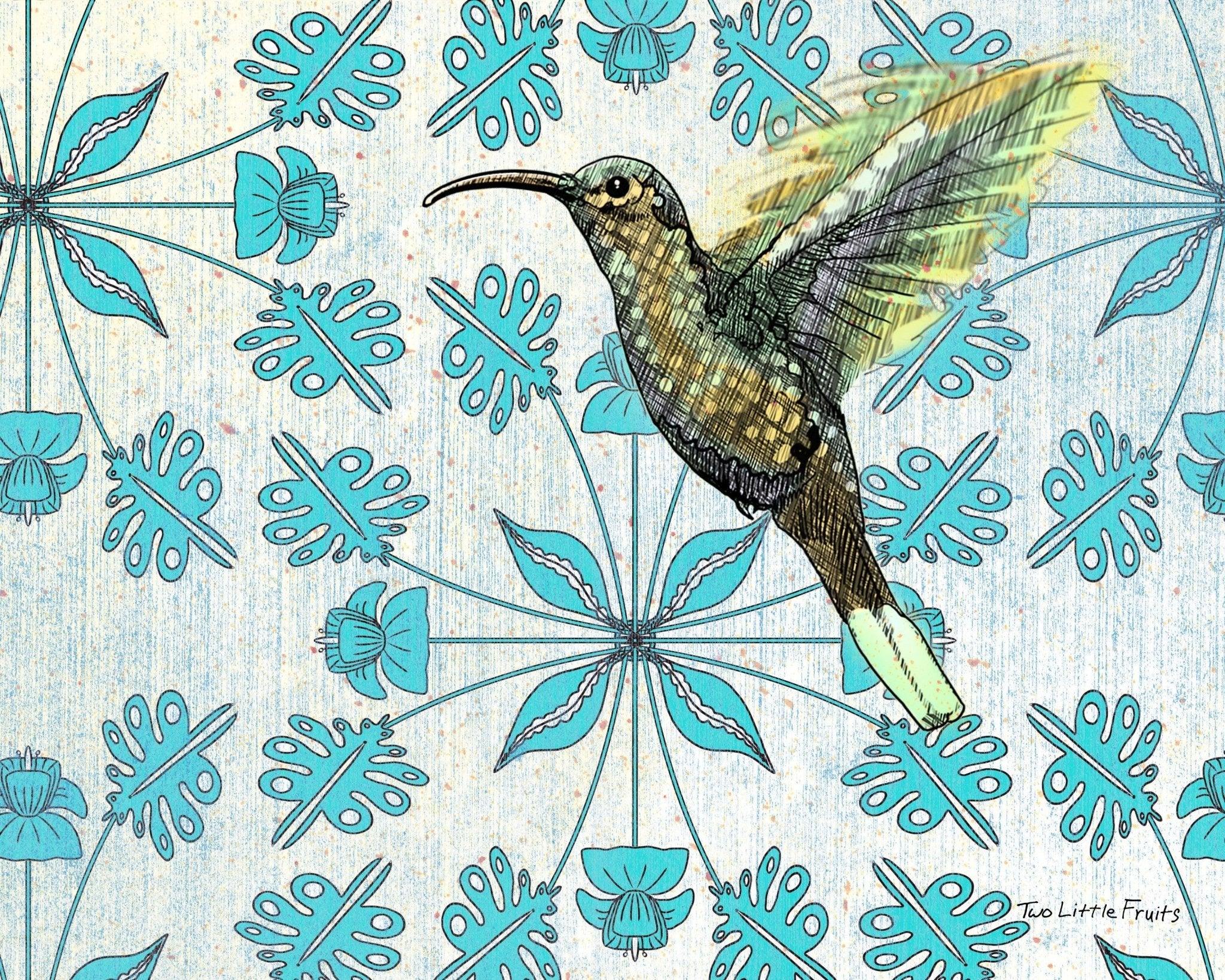 Hummingbird Wall Art Print - Available in 8x10 & 11x14 Sizes - Paper Prints - Two Little Fruits - Two Little Fruits