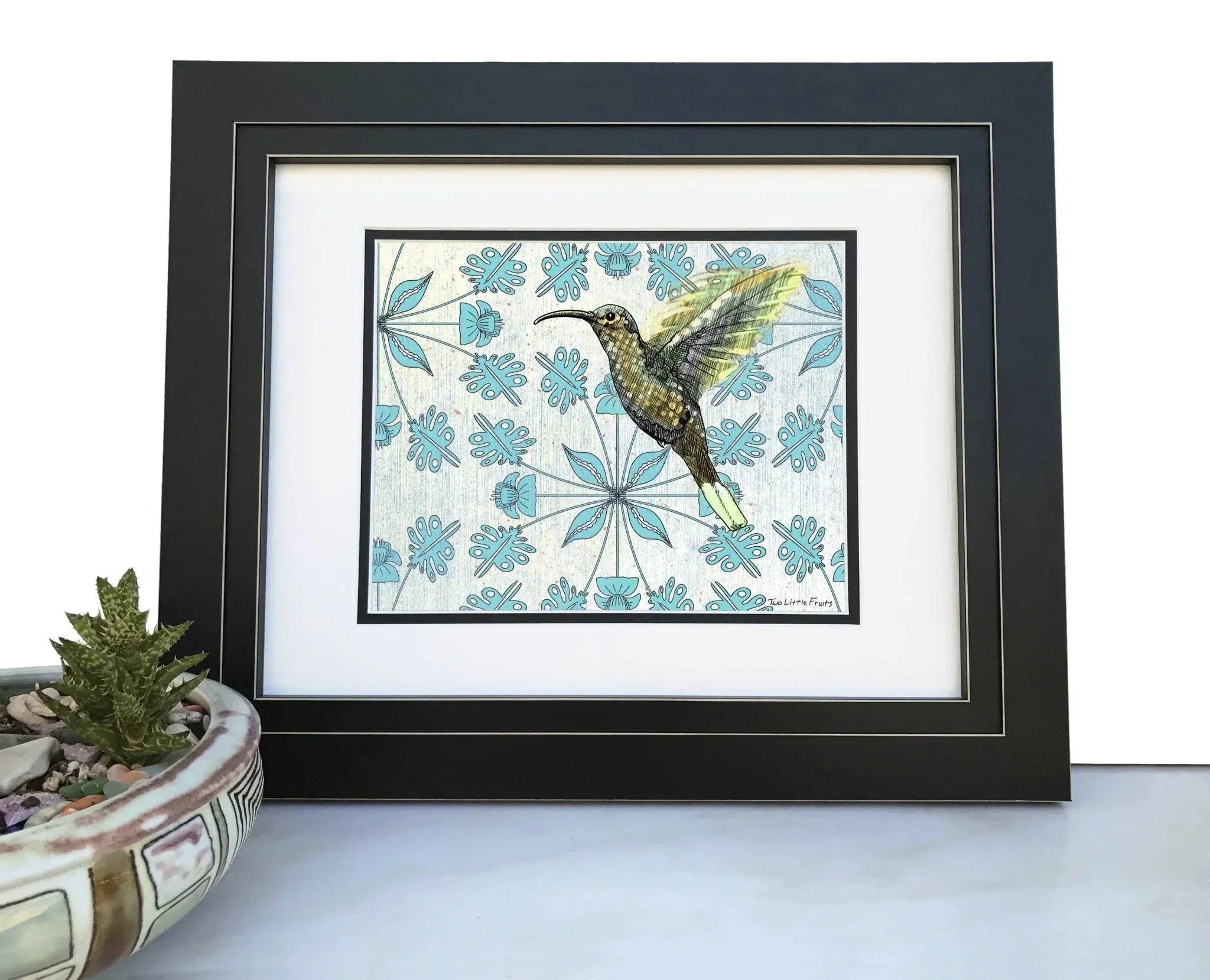 Hummingbird Wall illustrated art print by Two Little Fruits
