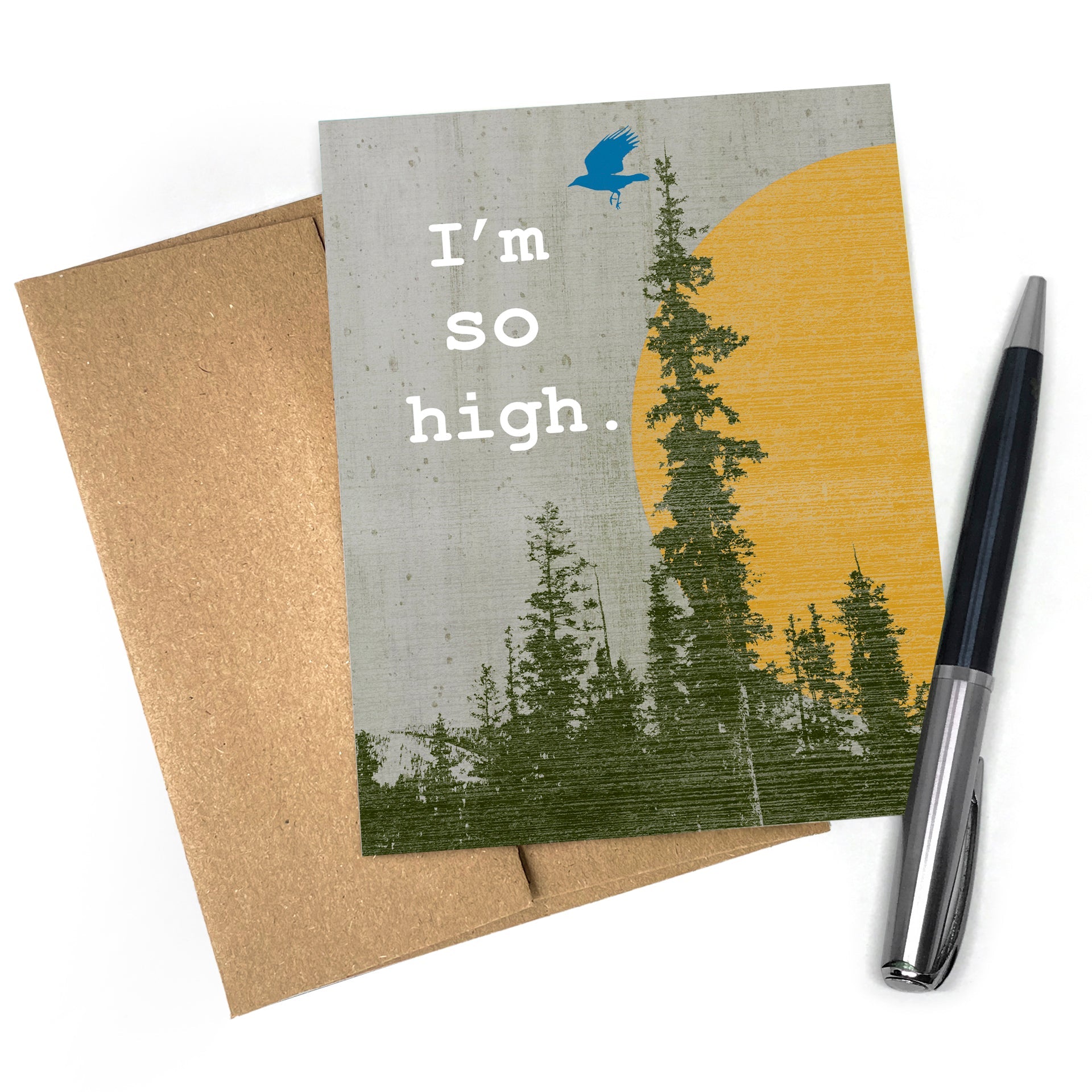 I'm So High Bird Greeting Card - Greeting Cards - Two Little Fruits - Two Little Fruits