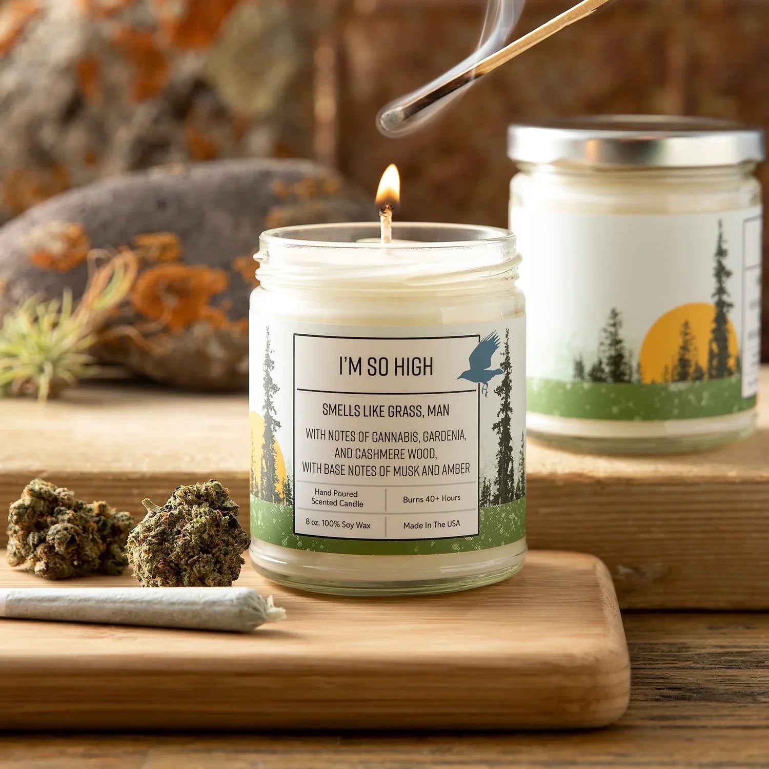 I'm So High Cannabis Scented Candle - 100Soy Wax - Soy Candles - Two Little Fruits - Two Little Fruits