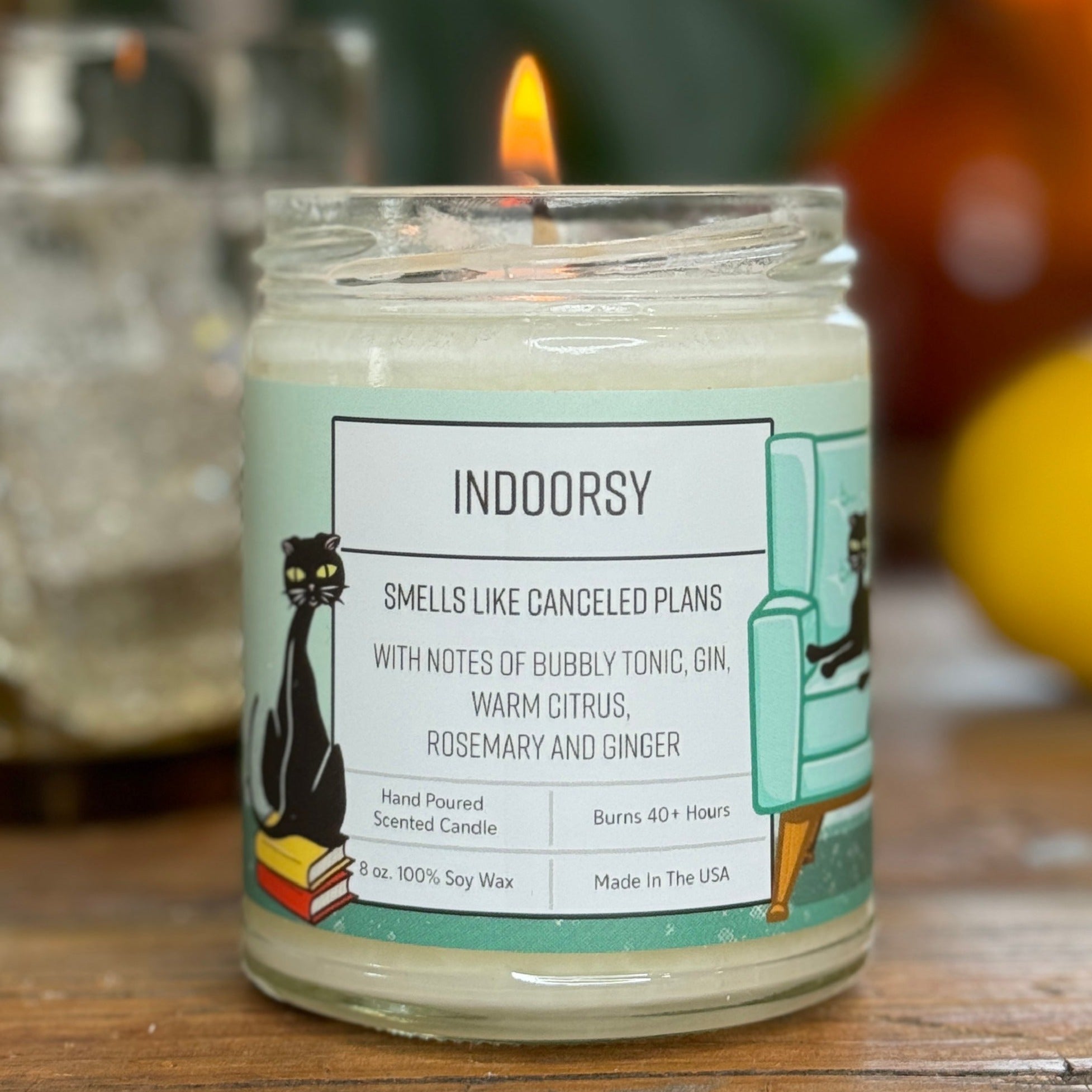 Indoorsy Gin Scented Candle | Bubbly Tonic & Warm Citrus | 40+ Hour Eco - Friendly Burn - Soy Candles - Two Little Fruits - Two Little Fruits
