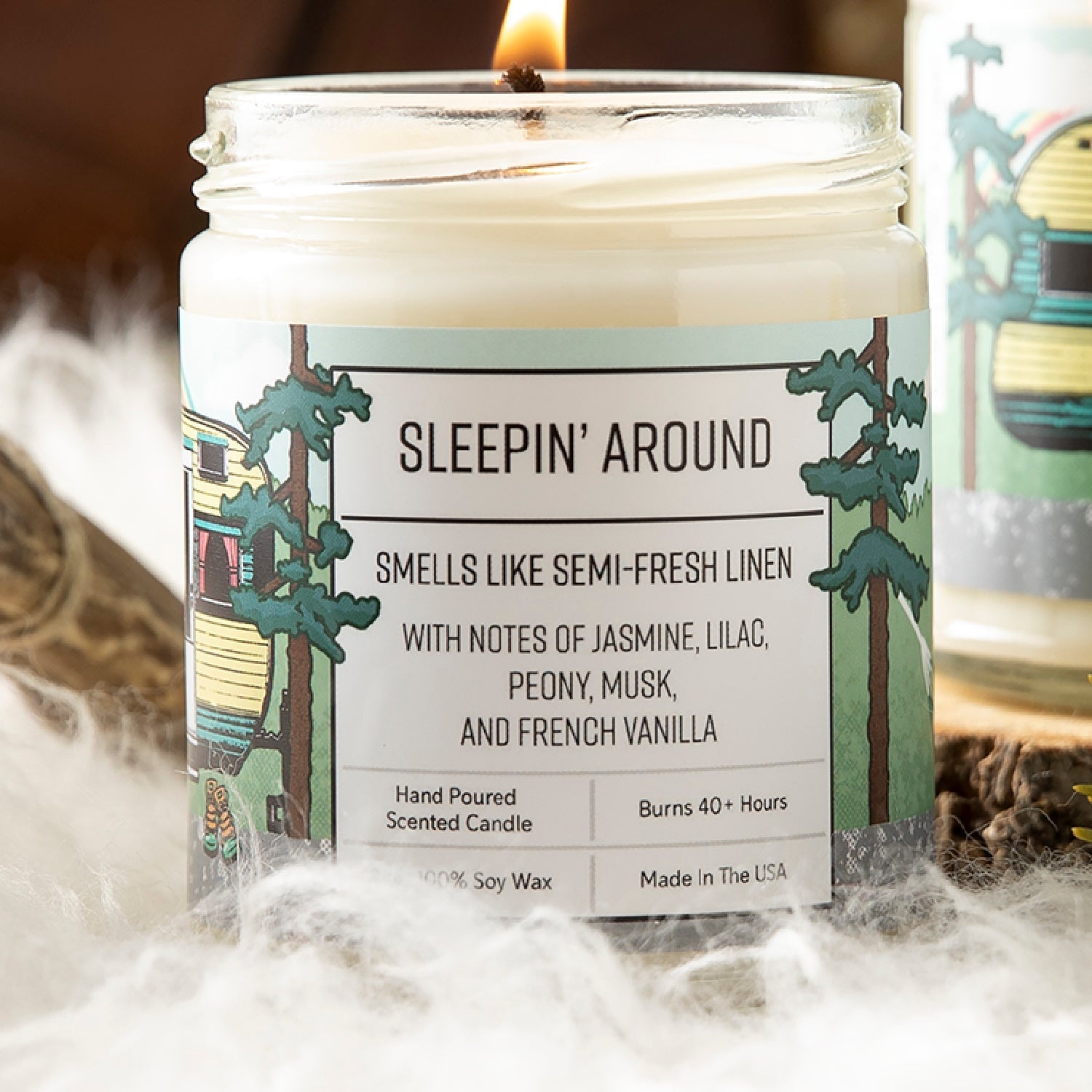 Jasmine Scented Candle - Hand - Poured 100% Soy Wax with Lilac, Peony, and Musk - 40+ Hour Burn Time - Soy Candles - Two Little Fruits - Two Little Fruits