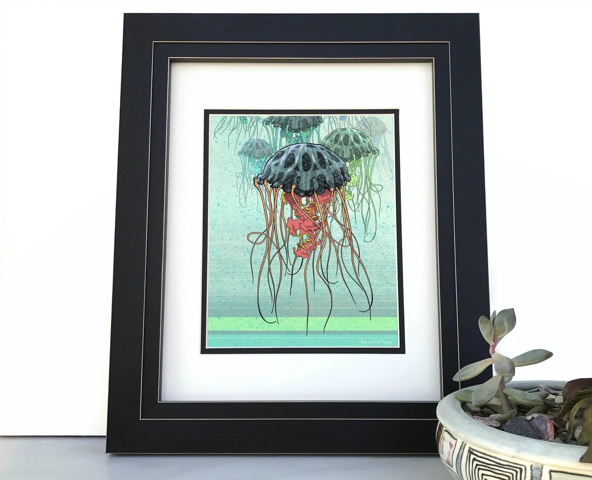 Jellyfish Art Print - Vibrant 8x10 or 11x14 Inch Wall Décor - Paper Prints - Two Little Fruits - Two Little Fruits