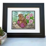 Knitting Animal Print - Charming Marmot illustrated art print by Two Little Fruits