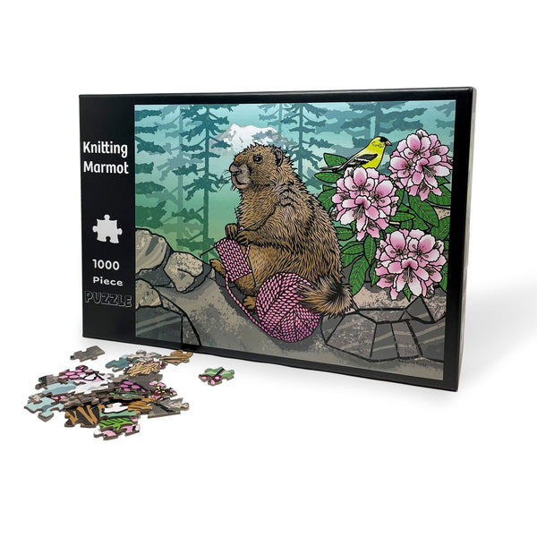 Knitting Marmot 1000 Piece Jigsaw Puzzle - Two Little Fruits