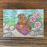 Knitting Marmot illustrated fridge magnet by Two Little Fruits