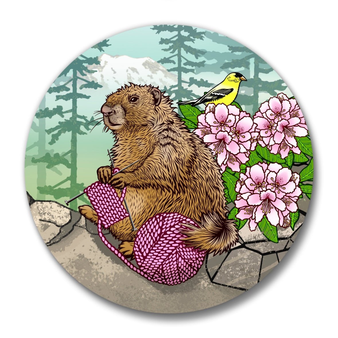 Knitting Marmot Magnetic Bottle Opener - 2.25" Round, Durable & Weather - Resistant - Soft Matte Bottle Openers - Two Little Fruits - Two Little Fruits