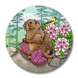 Knitting Marmot Magnetic Bottle Opener - 2.25" Round, Durable & Weather - Resistant - Soft Matte Bottle Openers - Two Little Fruits - Two Little Fruits