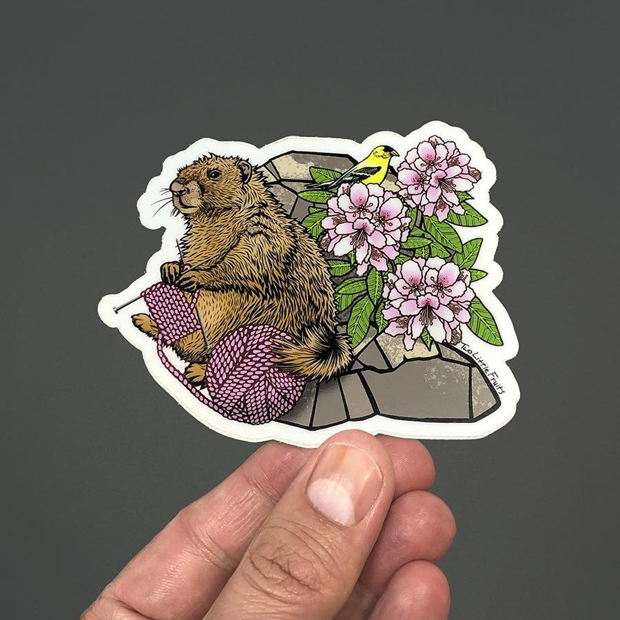 Knitting Marmot Sticker - Sticker - Two Little Fruits - Two Little Fruits