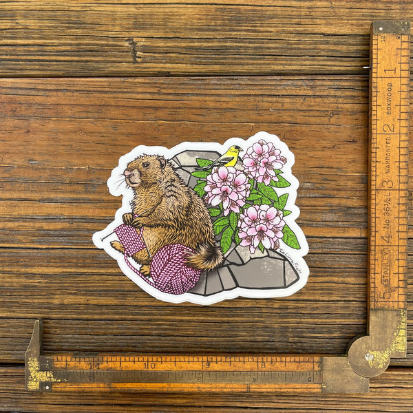 Knitting Stickers For Water Bottles - Durable Marmot Design by Two Little Fruits - Sticker - Two Little Fruits - Two Little Fruits