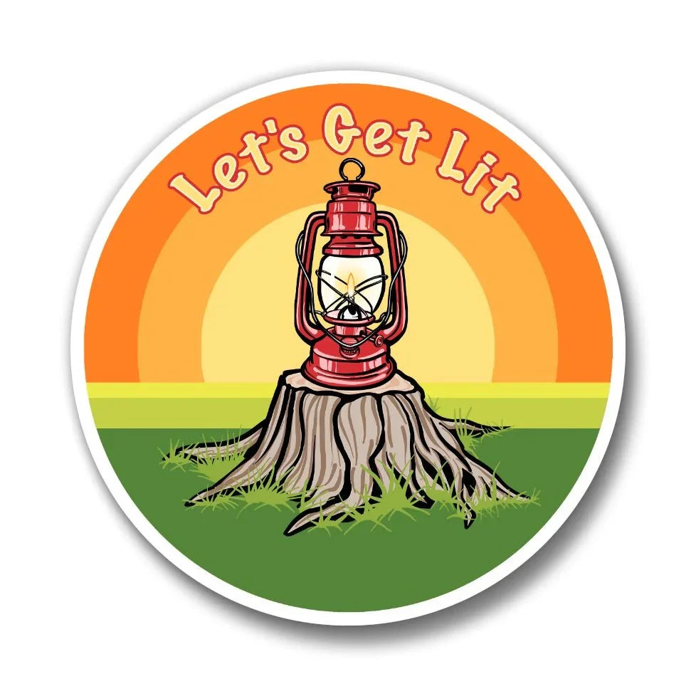 Let's Get Lit Camping Button Pin - 1.25 Inch Soft - Touch, Weather & Scuff Resistant - Button Pins - Two Little Fruits - Two Little Fruits
