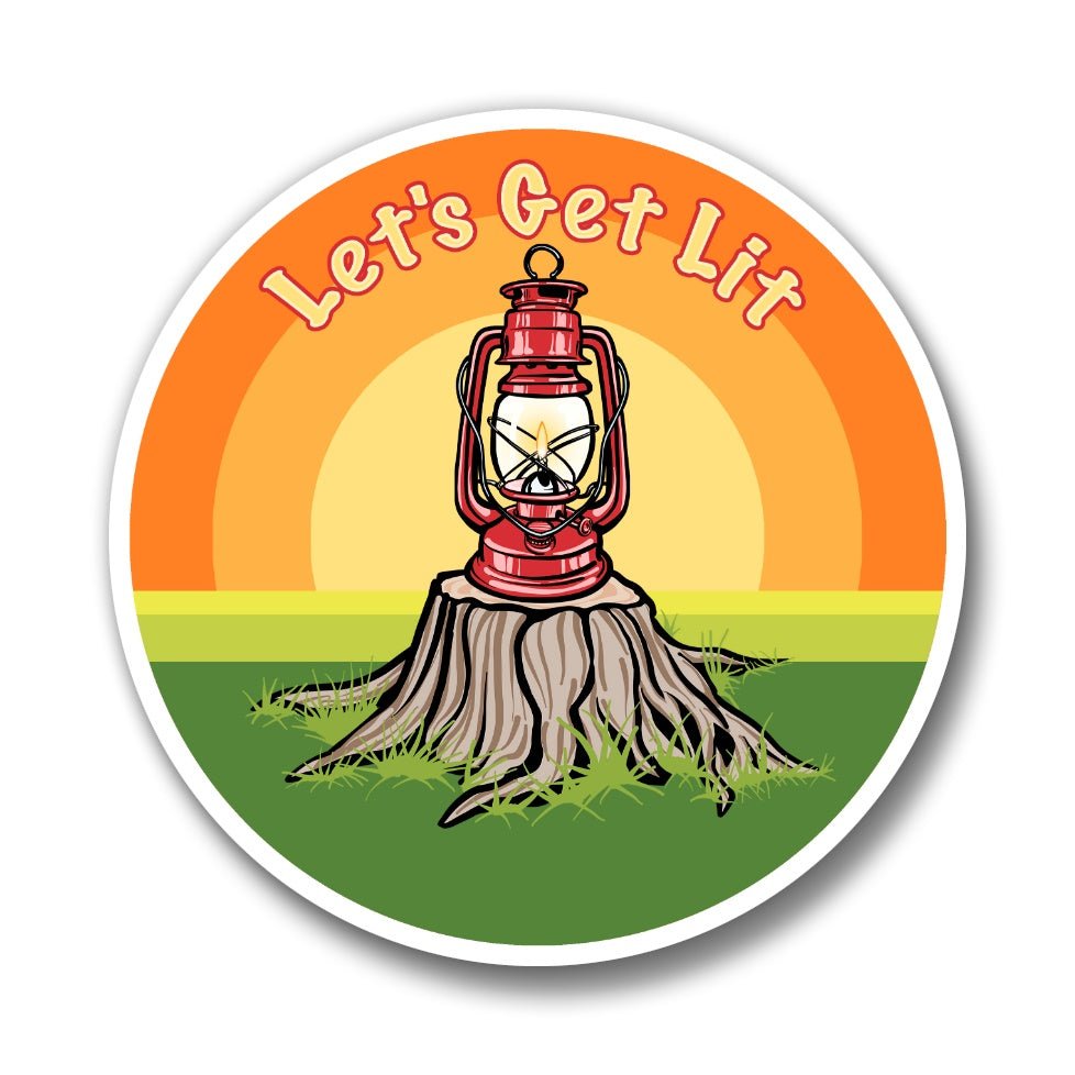 Let's Get Lit Camping Lantern Button Pin - Two Little Fruits