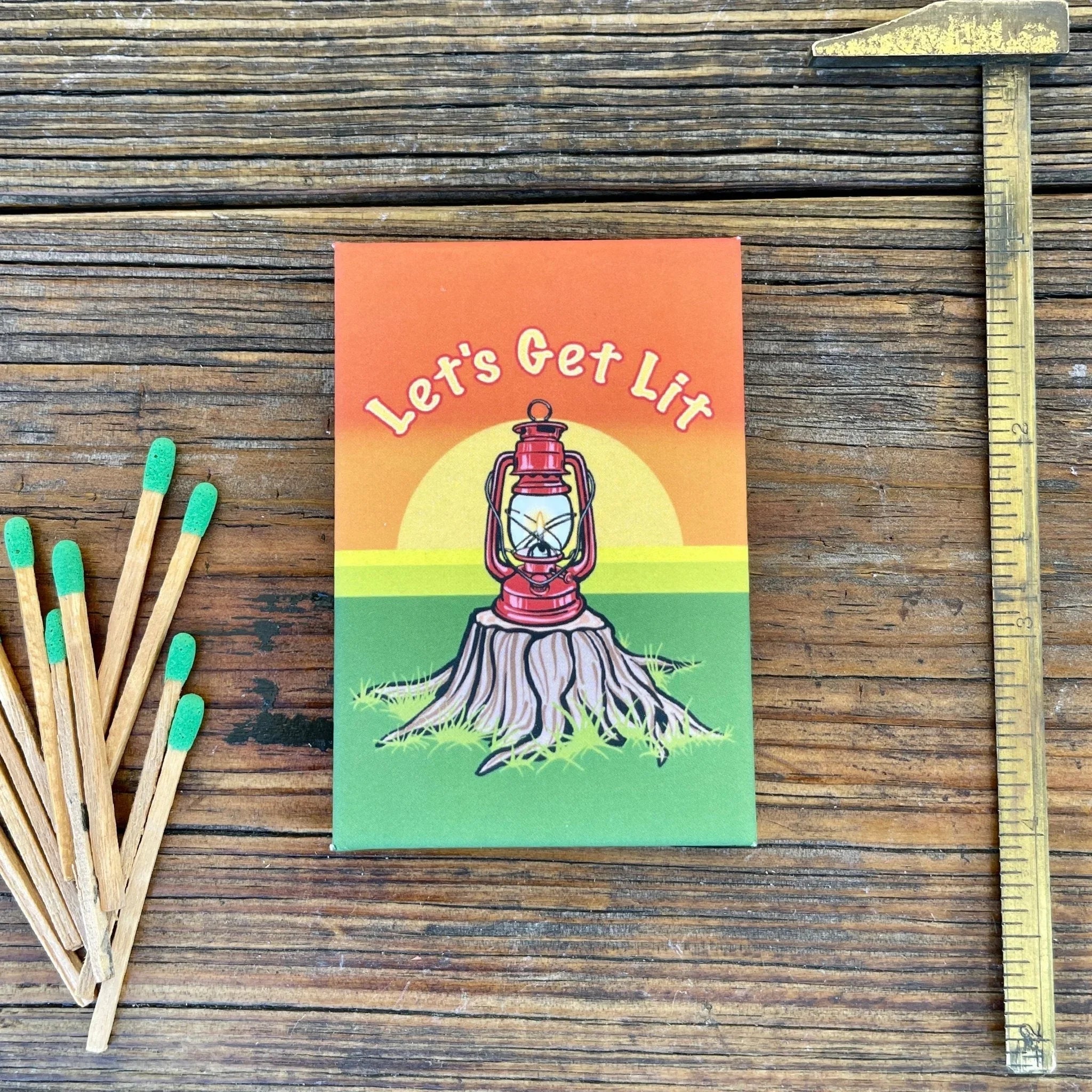 Let's Get Lit Camping Lantern illustrated fridge magnet by Two Little Fruits