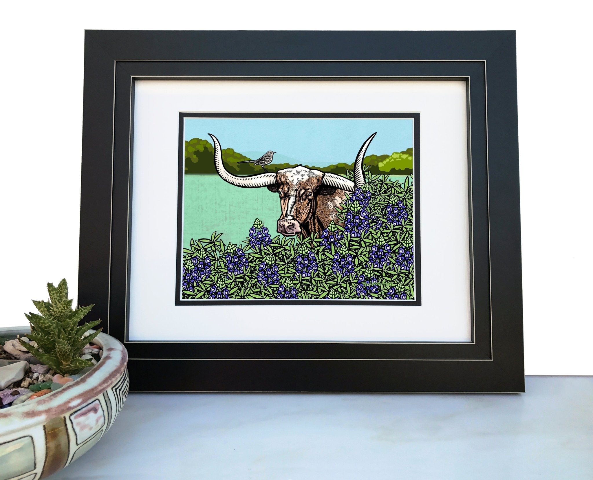 Longhorn Steer Art Print - Stunning 8x10 & 11x14 Inch Artwork for Home Decor - Paper Prints - Two Little Fruits - Two Little Fruits