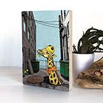 Lunch Break Giraffe Wood Art - Unique 8x10 Baltic Birch Block for Home Decor - Art On Wood - Two Little Fruits - Two Little Fruits