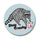 Stay Trashy Raccoon illustrated magnetic bottle opener by Two Little Fruits