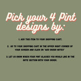 Mix And Match 4 Unique Beer Glasses Gift Set | 16 Oz Pints Glasses - Pint Glass - Two Little Fruits - Two Little Fruits