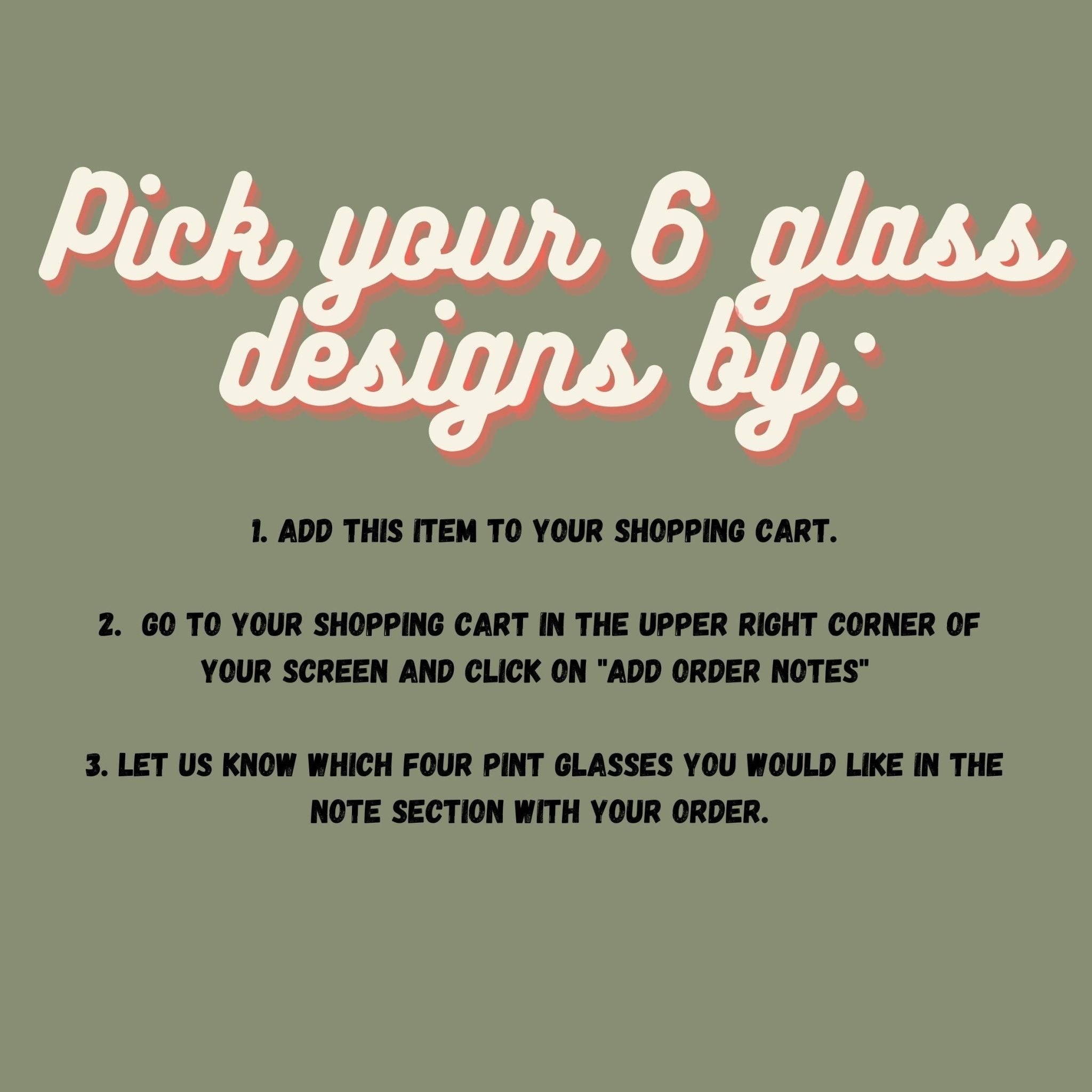 Mix and Match Your Own 6 Unique Whiskey Glass Set instructions, guiding you to choose your favorite glass designs for a customized experience.