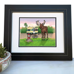 Moose Art Print in Boots - Fun 8x10 or 11x14 Wall Decor for Animal Lovers - Paper Prints - Two Little Fruits - Two Little Fruits