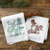 Moose In Boots & Hobo Squirrel Animal Themed Tea Towels Set - 100% Cotton, Eco - Friendly Design - Tea Towels - Two Little Fruits - Two Little Fruits