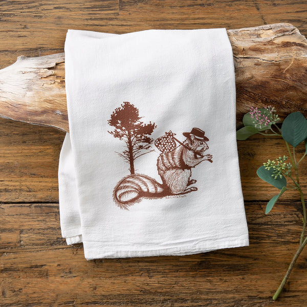 Couleur Nature Squirrel and Pinecone Napkins - Set of 6 - Red/Brown