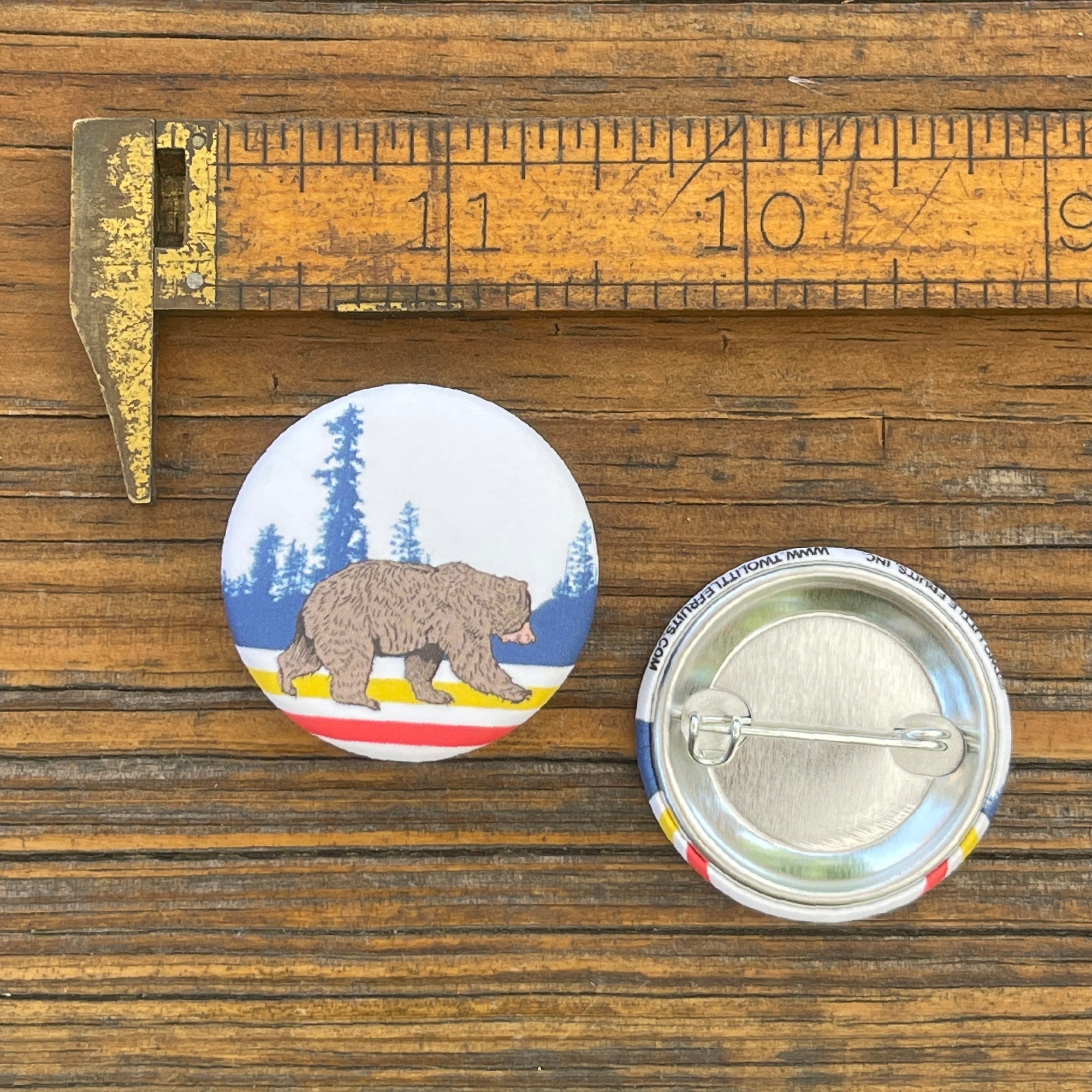 Mountain Sport Bear Button Pin - Button Pins - Two Little Fruits - Two Little Fruits