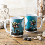 mushroom illustrated ceramic mug 15 oz by Two Little Fruits
