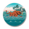 Octopus Drink Coaster displaying a charming octopus amidst ocean waves, a delightful choice for those who love colorful drink coasters.