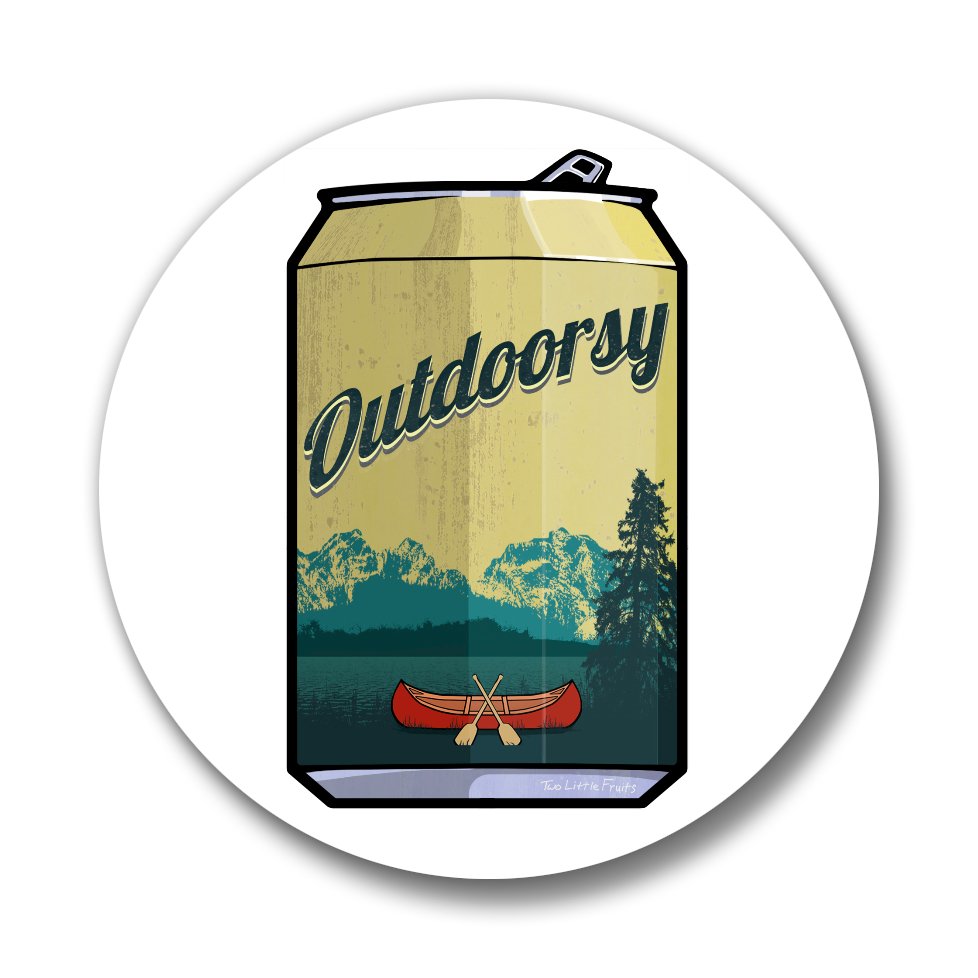 Outdoorsy Beer Can Matte Button Pin - Button Pins - Two Little Fruits - Two Little Fruits