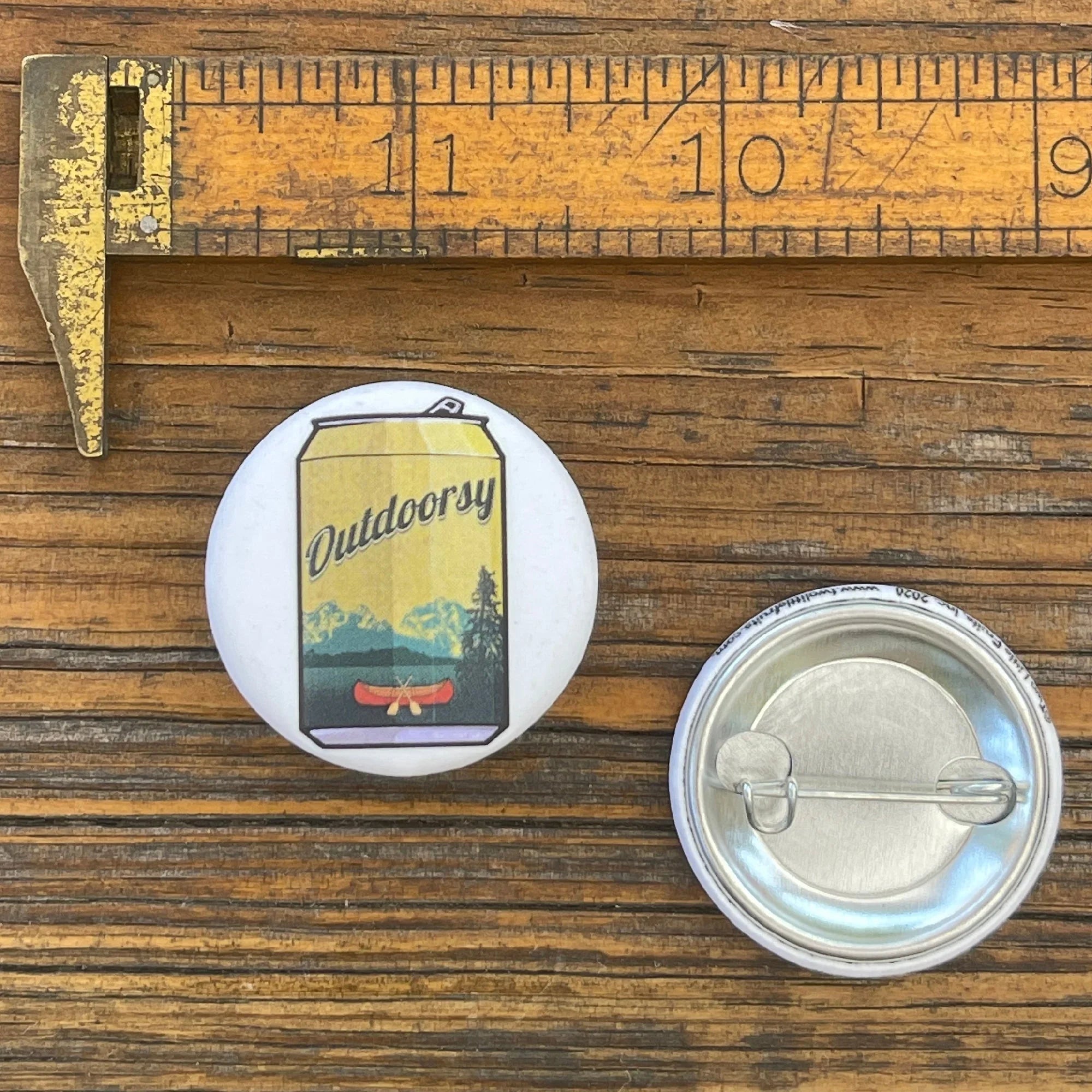 Outdoorsy Beer Can Pin - 1.25" Matte Finish, Weather - Resistant & Scuff - Resistant Design - Button Pins - Two Little Fruits - Two Little Fruits