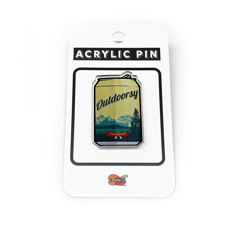 Outdoorsy Canoe Beer Can Acrylic Pin - Acrylic Pin - Two Little Fruits - Two Little Fruits
