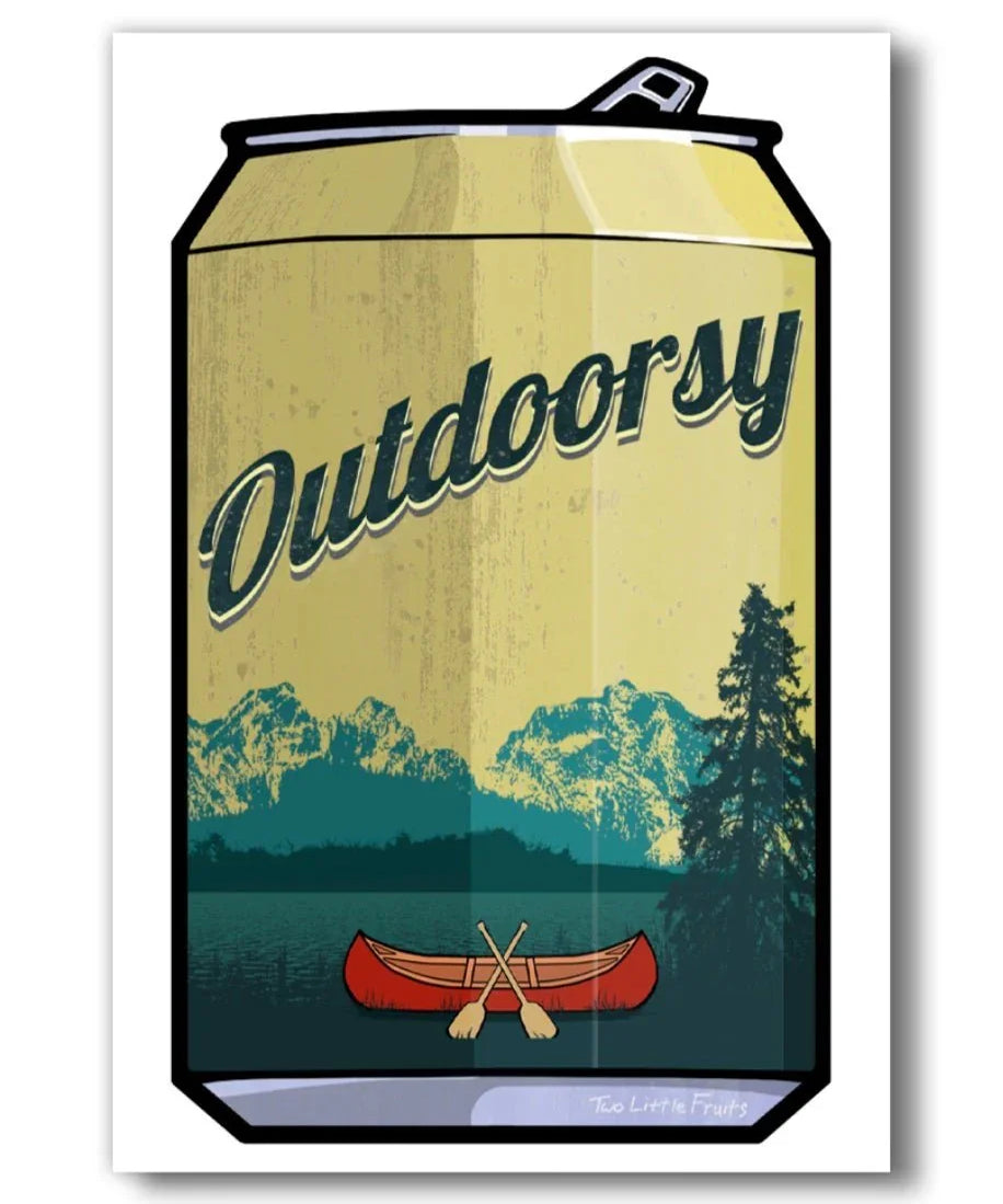 Outdoorsy Canoe Beer Can illustrated fridge magnet by Two Little Fruits