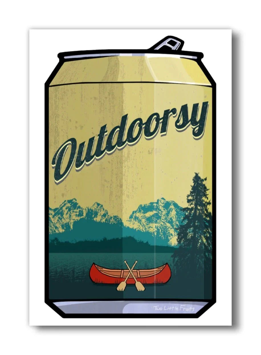 Outdoorsy Canoe Beer Can illustrated fridge magnet by Two Little Fruits