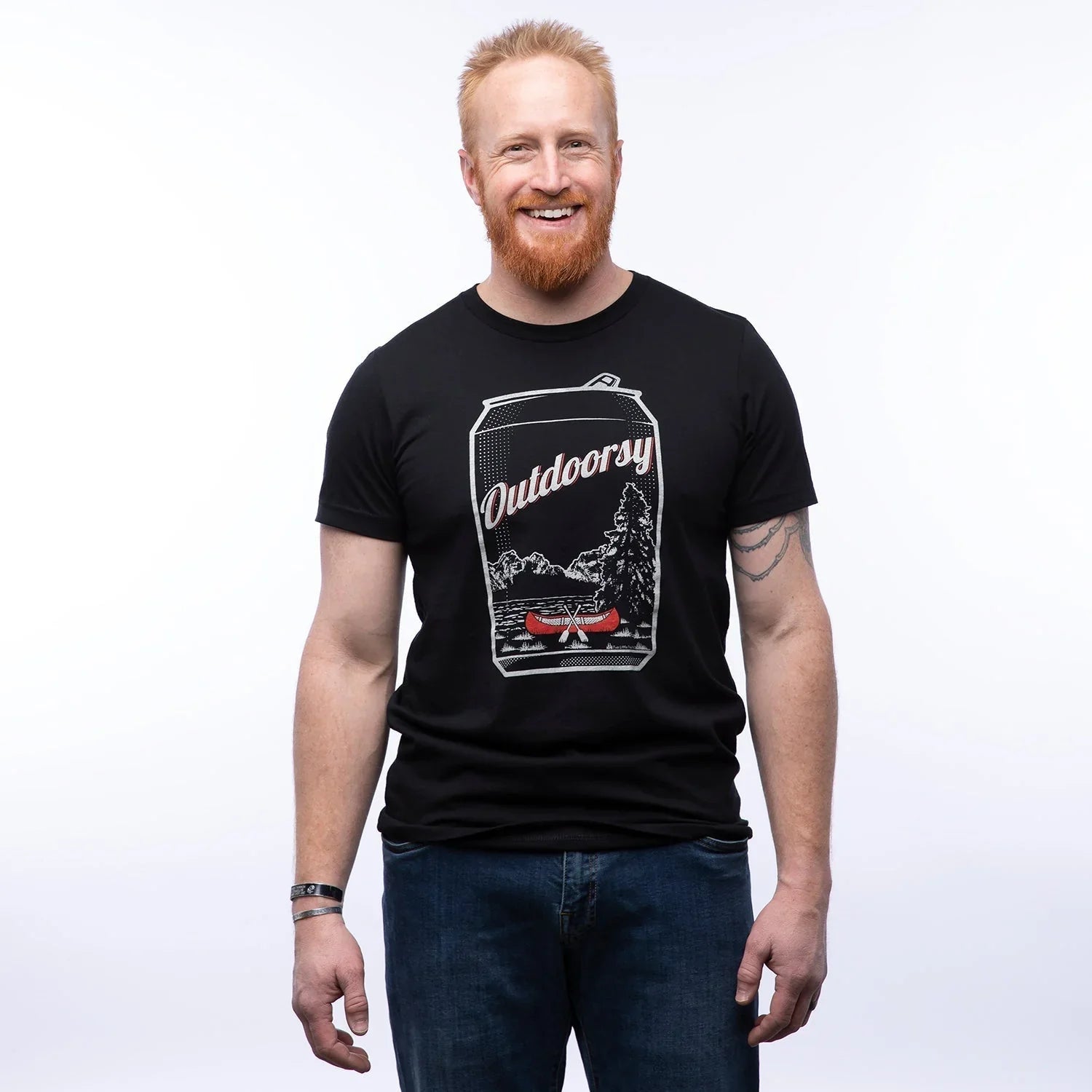 Outdoorsy Graphic T-Shirt for Men and Women | Black Vintage Beer Can Design - Tee Shirts - Two Little Fruits - Two Little Fruits