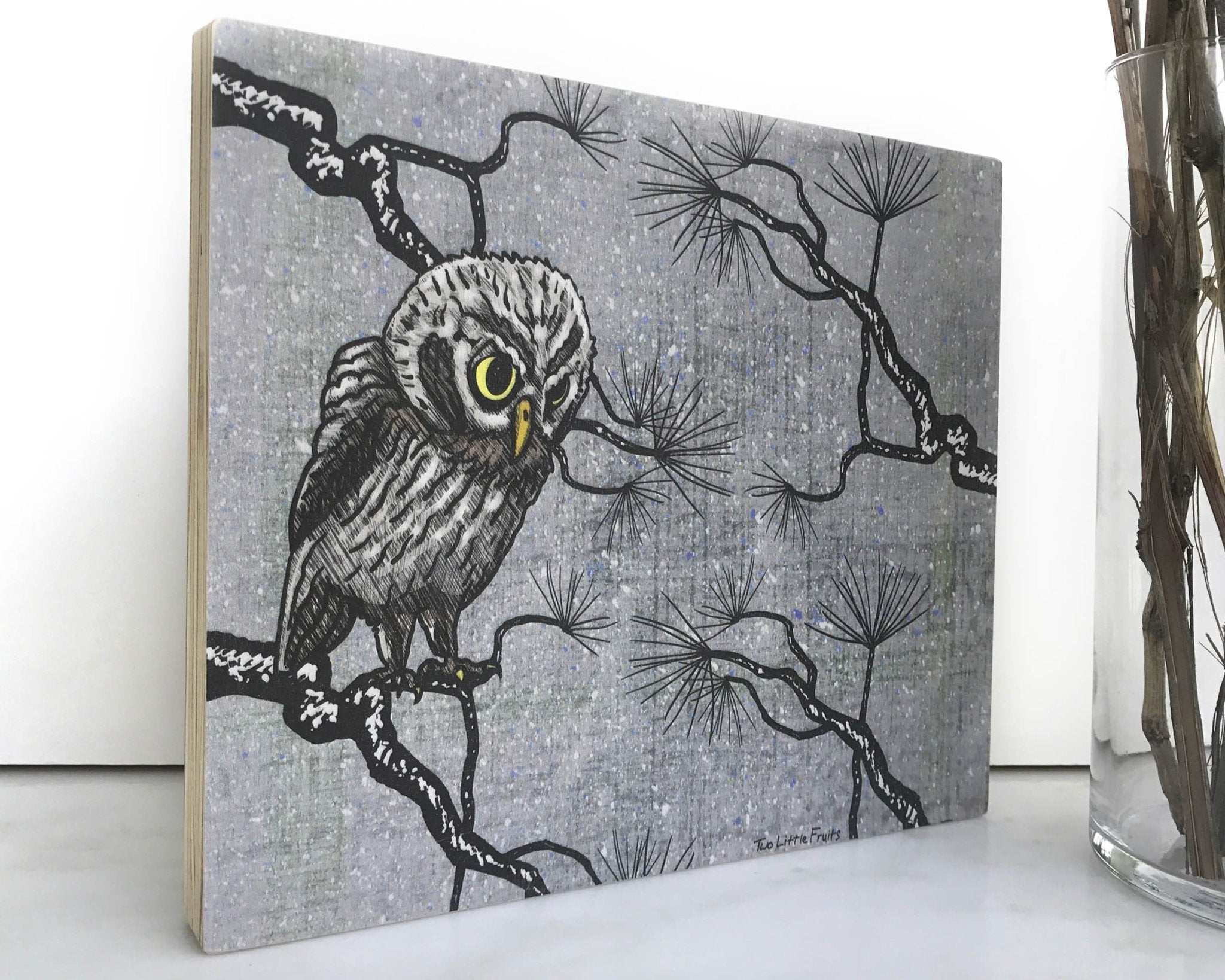 Owl 8x10 Wood Art Block - Two Little Fruits