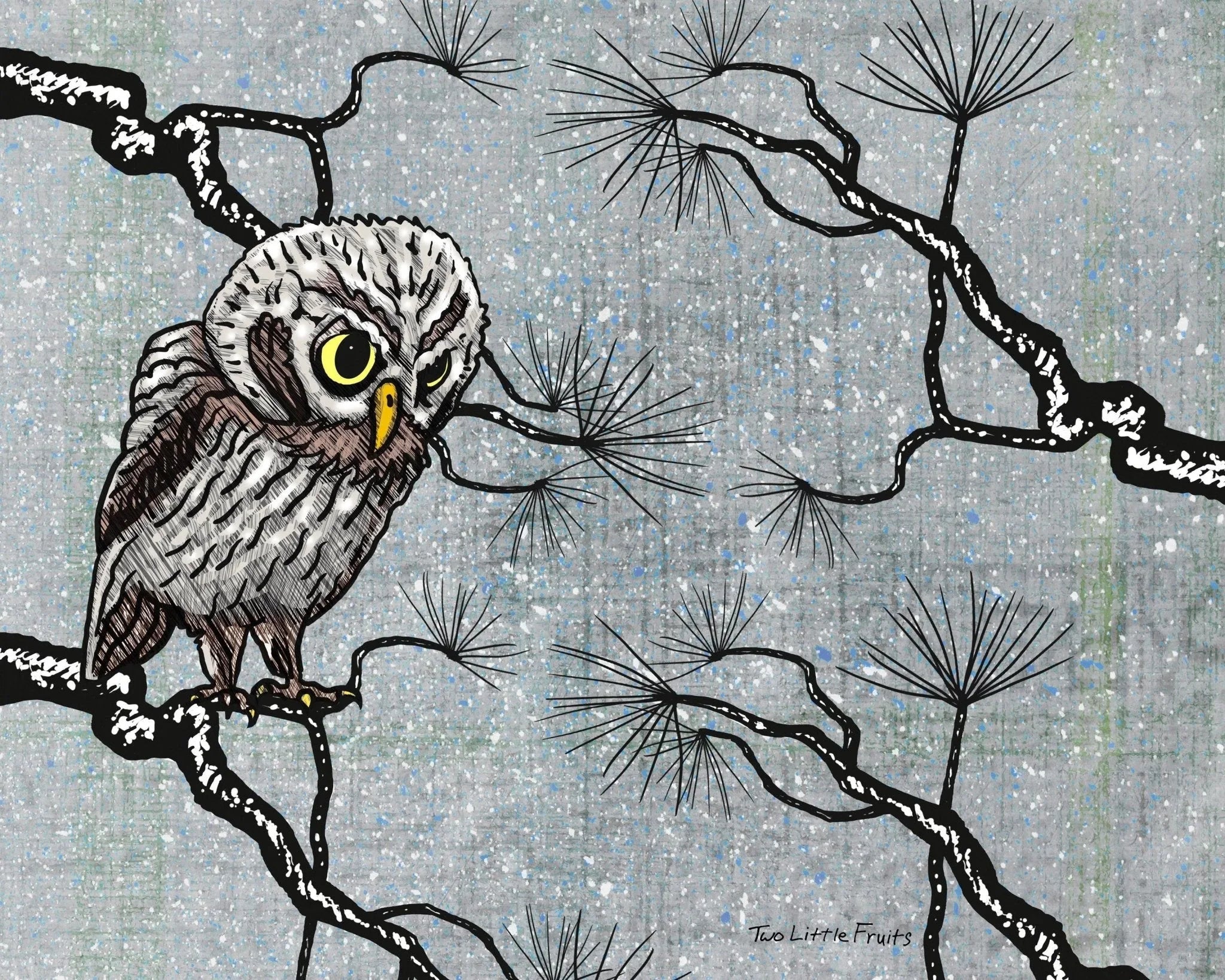 Owl Art Print - Winter Watch - Paper Prints - Two Little Fruits - Two Little Fruits