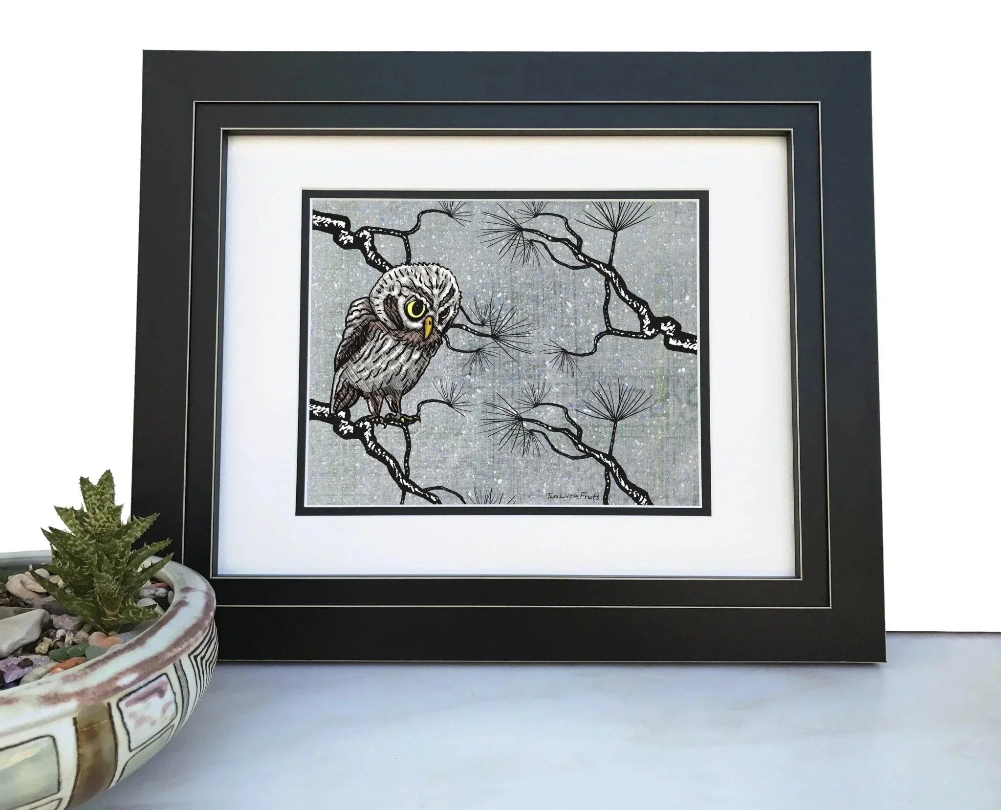 Owl illustrated art print by Two Little Fruits