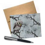 Owl Greeting Card - Winter Watch Design, A2 Size, Blank Inside with Brown Envelope - Greeting Cards - Two Little Fruits - Two Little Fruits