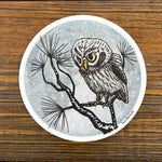 Owl illustrated vinyl sticker by Two Little Fruits