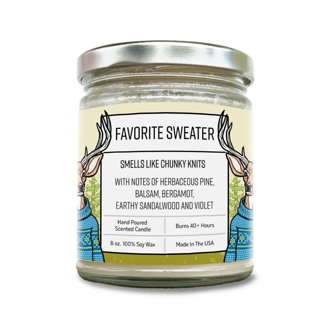 Favorite Sweater hand-poured soy candle by Two Little Fruits
