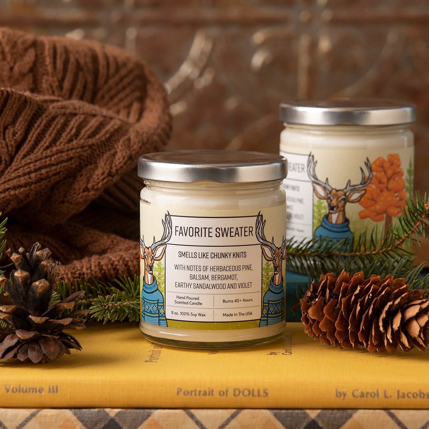 Pine Scented Soy Wax Candle - Soy Candles - Two Little Fruits - Two Little Fruits