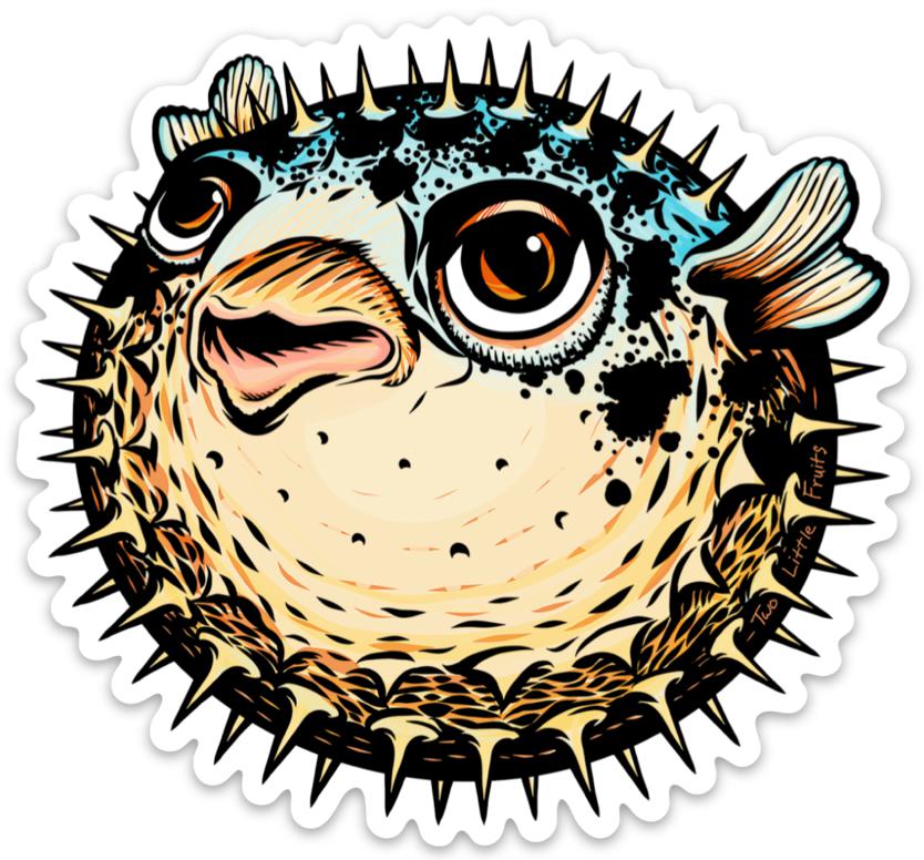 Pufferfish Sticker - Durable Waterproof Vinyl Decal by Two Little Fruits - Adorable Blowfish Design - Sticker - Two Little Fruits - Two Little Fruits