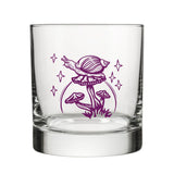 Purple Mushroom Rocks Glass Design, Snail Illustration - Rocks Glass - Two Little Fruits - Two Little Fruits
