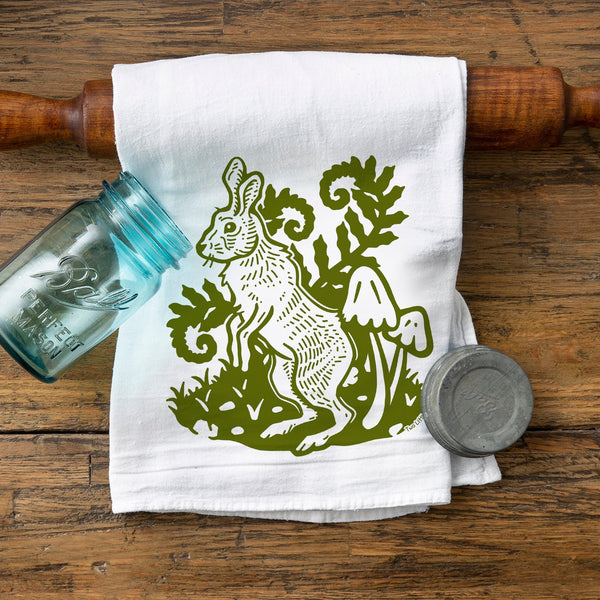 Rabbit Cotton Tea Towel - Soft Lint Free 100% Cotton with Unique Fun Illustrations - Tea Towels - Two Little Fruits - Two Little Fruits