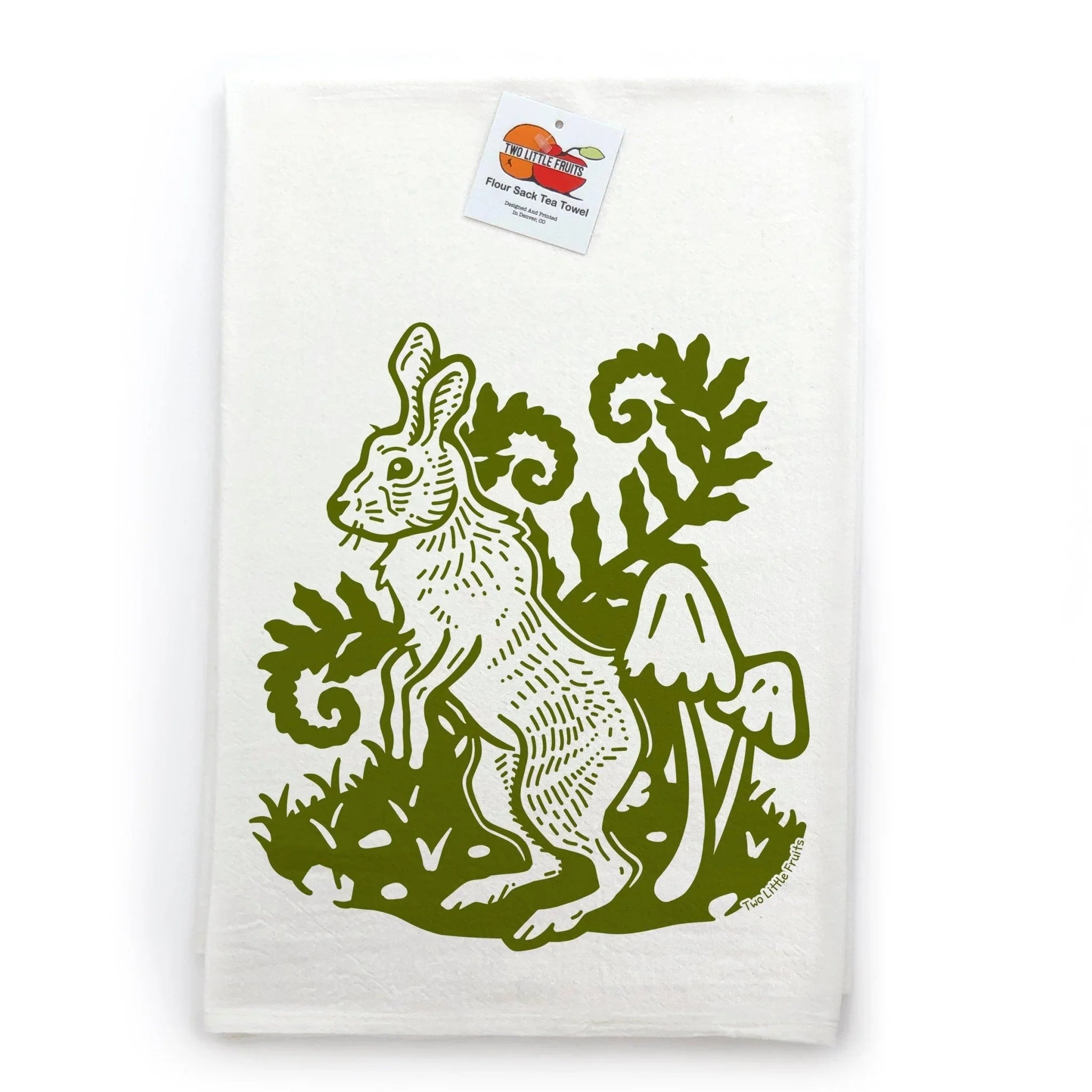 Rabbit Cotton Tea Towel - Soft Lint Free 100Cotton with Unique Fun Illustrations - Tea Towels - Two Little Fruits - Two Little Fruits